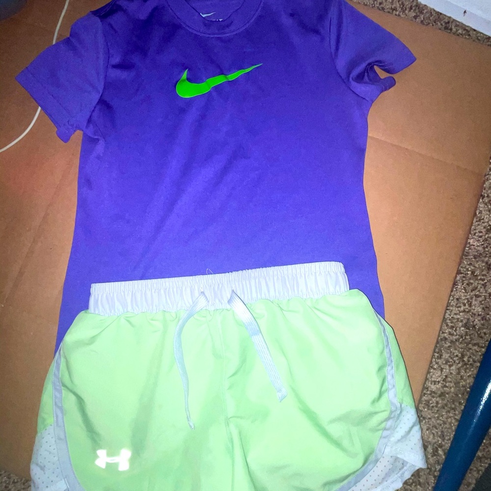 Girls Nike and UA clothes